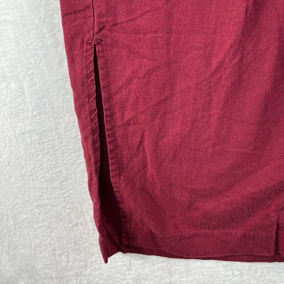 Ava & Viv X 14W Pants Linen Blend Wide Split Leg Pull On Burgundy Women Vacation - Picture 3 of 14